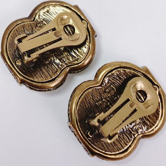 VTG Signed Heidi Daus Art Deco Revival Rhinestone Blue Clip Earrings Collectible - Picture 7 of 10